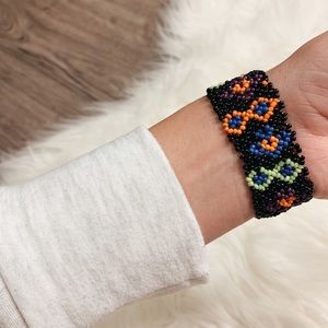 African Tribal Multicolor Black Beaded Bracelet